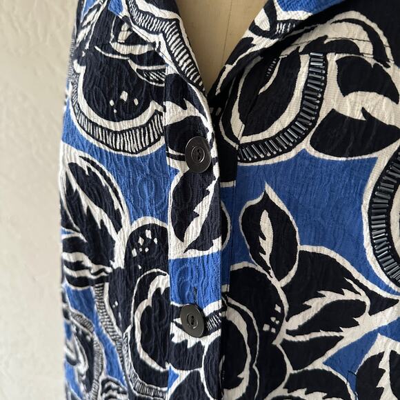 CHICOS Womens Swing Mariesa Jacket $118 NEW Size 3 XL Rear Pleat Beaded Floral - Picture 6 of 10